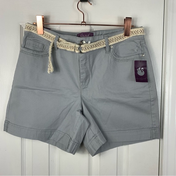 Gloria Vanderbilt Pants - Gloria Vanderbilt Marisa Belted Shorts Gray Size 10